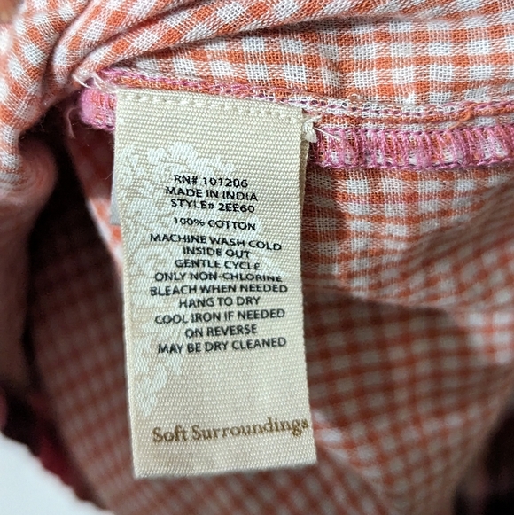 Soft Surroundings Women's Patchwork Short Sleeves Hi-Lo Plaid DIY Upcycled - Picture 11 of 12